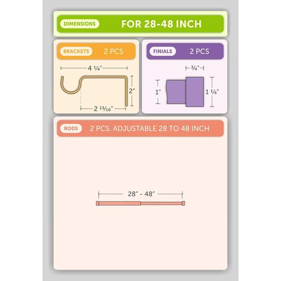 Ivilon Gold Curtain Rod 28–48" Warm Gold 1in Metal Drapery Rod End Cap Design - Picture 2 of 5